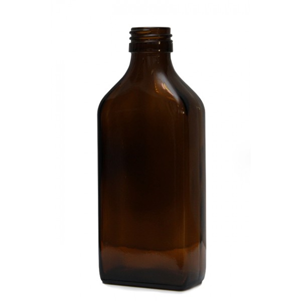 Flacon rectangle verre ambré - 500 ou 200 ml